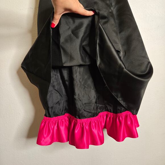 Vintage 90s Jessica McClintock Gunne Sax Black Pink Satin Formal Dress Prom Bow - Picture 6 of 16